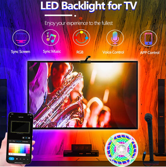 LED backlight for TV with smartphone control and colorful display