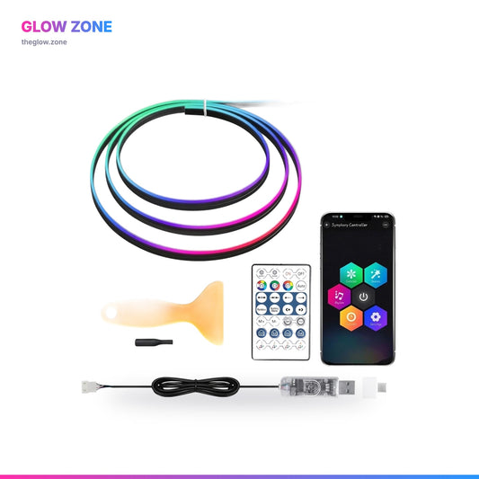 Car LED Ambient Light Strip - 64 Colors, Music Sync, App & Remote Control